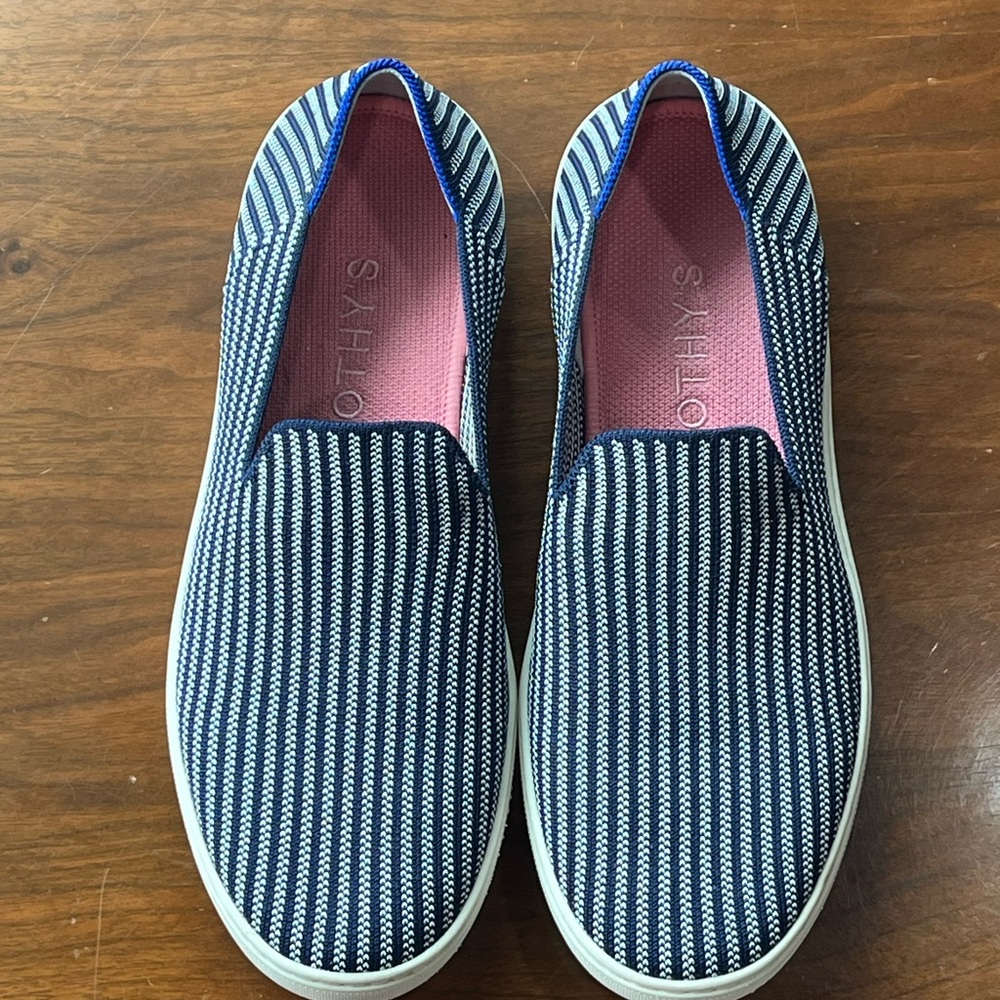 Rothy's Navy and White Striped Slip-Ons - Picture 2 of 5